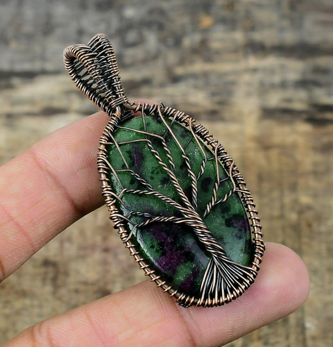 Ruby zoisite copper wire - zoisite,