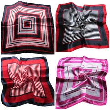 NAUTICAL AIR HOSTESS SILK SATIN FEEL LADIES SMALL NECK 50cm SQUARE SCARF UKSELL