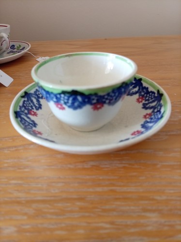 Antique spongeware tea bowl - tea,