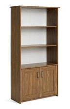 Home Ohio 2 Door Bookcase - Walnut | Tall Bookcase with Cupboard