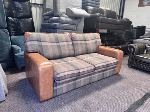 Tan leather harris tweed - leather, 2/3