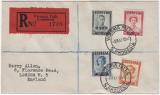 S Rhodesia 1497 Reg'd FDC set sg 64-7 KGVI Victory VICTORIA FALLS 8 MAY Proud D5
