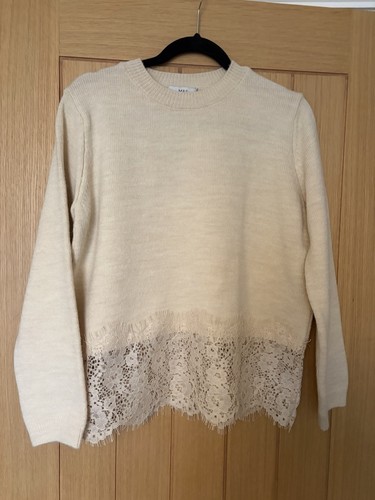Bnwt cream lace hem jumper - m&s,