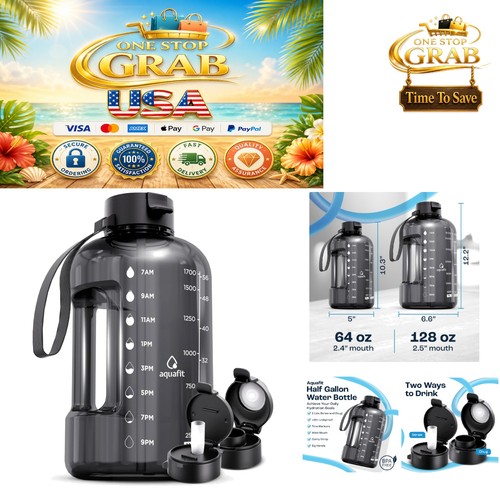 Gray 64oz half gallon - 64oz, water