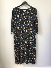 Seasalt Cornwall Black Floral Tamsin Dress, UK Size 14, Good Condition