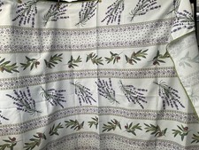 Vintage French Tablecloth with Lavender and Olive design 70 inches x 54 inches