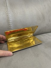 Society Made in England Vintage Cigarette Cigar Case Tan Leather Gold Inside