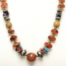 Vintage Tibetan Necklace Decorated Multi Gemstones & Beads - Pre Owned Jewelry