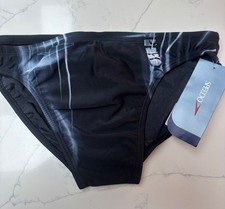 Men’s Vintage Speedo swim briefs Black blue  Retro Design 38” Swim Gym Speedos