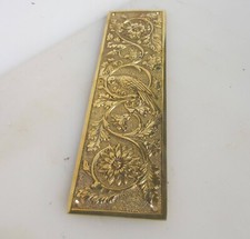 Brass Finger Plate Push Door Handle Nouveau Floral Flowers Parrot Antique STYLE