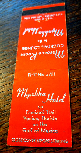 Vintage matchbook myakka - vintage, matchbook: