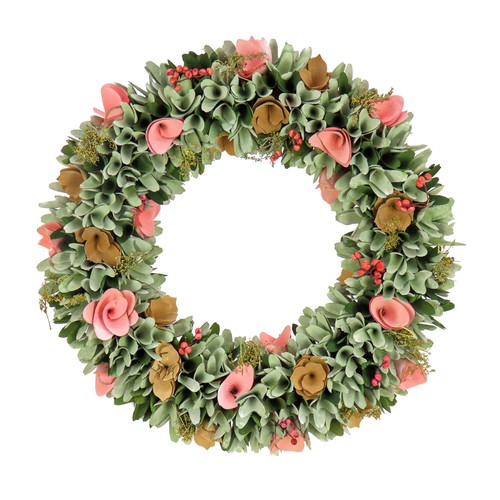 Spring wreath with pink - in.,