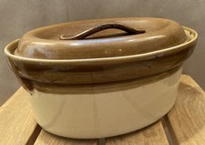 Vintage Granville Stoneware Oval Casserole with Lid Good Condition Large