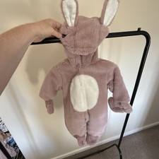 Baby Girl Next Bunny Snowsuit/Pramsuit 0-3 Months Pink with Hood