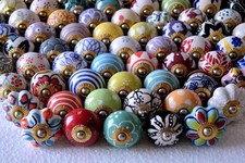 Indian Handmade Ceramic Door Knobs Lot Of 50Pcs Wardrobe Cabinet Door Handle