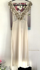 Zara Ivory & Gold Beaded Grecian Maxi Dress, Size S UK 8-10 New Floaty RRP £129
