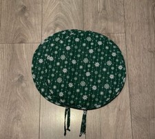 Pair of Aga Hob Lid Covers Pads Mats Christmas Snow Flakes Green Reversible 