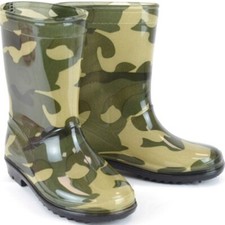 KIDS ARMY CAMO WELLIES BOOTS INFANT JUNIOR BOYS UK 10-2 CAMOUFLAGE WELLINGTON
