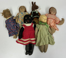 6 X VINTAGE DOLLS / HORSE HOME MADE SIGNS OF PLAY/AGE/WEAR 1 COMP HEAD TLC