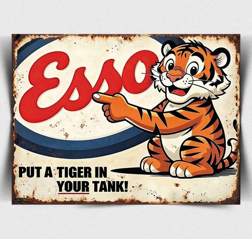 Metal sign esso - sign, oil