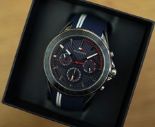 New Tommy Hilfiger Navy Blue Mens Watch With Silicone Strap 1791859 RRP £179