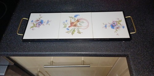 Vintage tiled serving - serving, tray