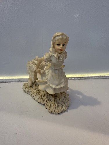 Vintage cream resin girl - cream,