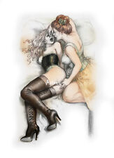 Erotic Lesbian art Vintage Girl Passion Drawing of Love Erotica Collection ER59
