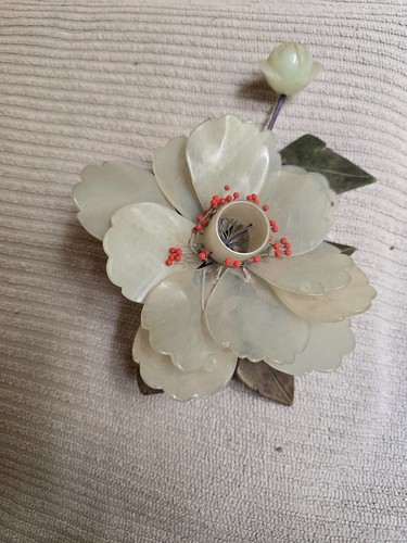 Vintage hand carved jade lotus - vintage,