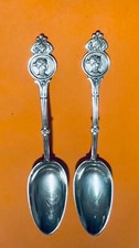 Pair of Antique Koehler & Ritter 1870’s solid silver medallion teaspoons