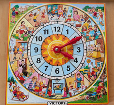 Vintage 1977 Victory Plywood Picture Puzzle Clock Jigsaw.