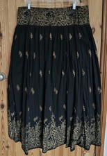 Vintage New Look Black And Gold Crinkle Effect Beaded Skirt. New Without Tags