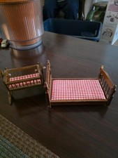 vintage 1970s wooden bed and