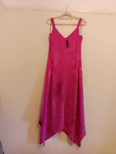 Pink leaf print dress - m&co, tie