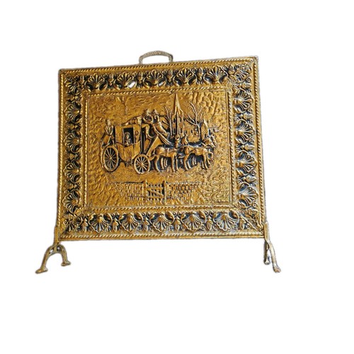 Brass fire screen guard horse - fire,