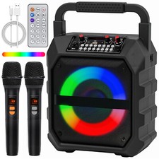 Smilesun Karaoke Machine w/2 Wireless Microphones LED Portable Bluetooth Speaker
