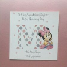 Personalised Girls Christening Card Granddaughter Great Niece Minnie Mouse Micky