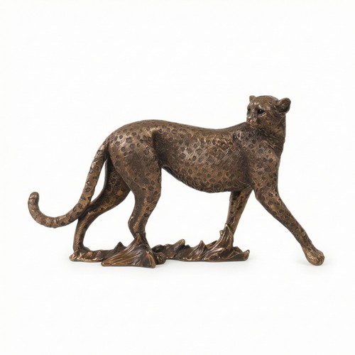 Leopard figurine bronze toned - leopard,