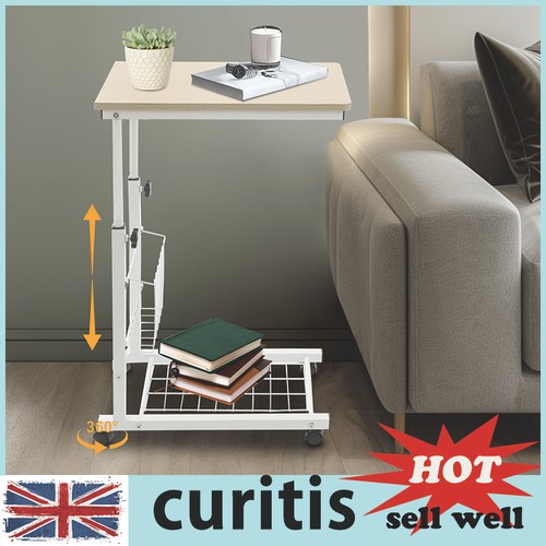 Adjustable bed side table with - side,