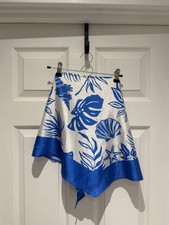 Blue & White Silk Satin Scarf