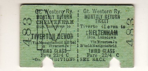 Railway ticket gwr tiverton - railway,