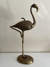 Brass stork trinket box statue ornament 