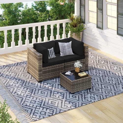 Piece beige rattan - 3-piece, sofa
