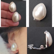 CLIP ON 2cm tear RETRO PEARL