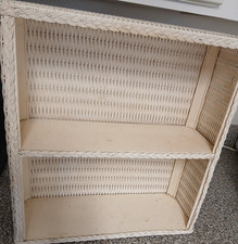 1970s White Wicker 2-Shelf