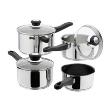 JUDGE VISTA STAINLESS STEEL 4PC DRAINING PAN SET WITH NON STICK MILK  PAN PP583A