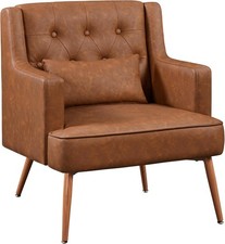 Brown PU Leather Accent Chair