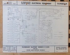 Original LUCAS Sunbeam Alpine Ser. 11 Wiring Diagram 1961-62 W54947145