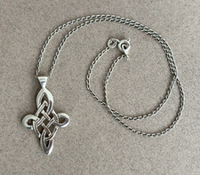 VINTAGE CELTIC KNOT CROSS PENDANT & CHAIN necklace unisex fret cut