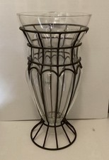 Stunning Gothic Hand Blown unusual Caged Glass Vase 40cm Tall Statement piece